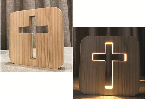 3D Wooden Cross USB LED Night Light